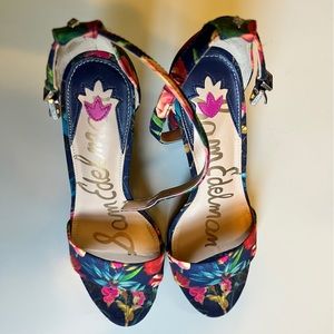 Sam Edelman Yaro Floral Heel Sandals 7.5 EUC